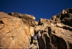 Chris leads the section right of McKinder's Chimney