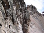 Zigzagging up ledges at the start of the route