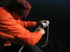 Filtering water for the day in one of the lakes near Mintos Hut