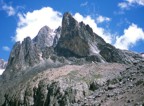 Our descent to McKinder's Camp went around Point John; the summit of Batian is just behind