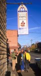 The gang gathered outside the Cathedral Caf, Fayetteville