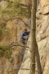 Climbing the upper crack of Super Crack