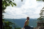 Lucie posed in front of the New River