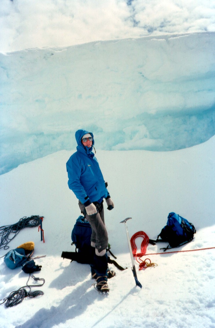 Hiding in a crevasse near the summit of Mt. Baker