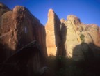 The Virgin Wall and the awesome arete (Bullet the Blue Sky) at sunset