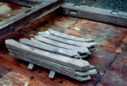 Braces made of black walnut used in the studio and dining room