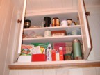 One of the shelves in the stairwell