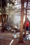 The chimney tent, used to keep in the heat during construction of the chimney