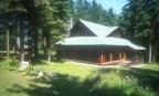 Our house from the southeast, and the barn to the left