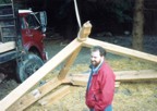 John standing in front of the rafters before they were lifted into position