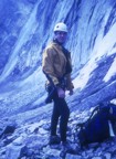 Standing at the base of the North Chimney after getting beaten down by the weather