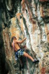 Martin (again) on the crux of the first pitch of Ao Nang Tower