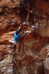 John climbing on one of the steeper walls of the Gallery