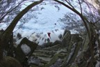 Bones inspects the route prior to the first ascent