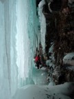 One of the more creative routes at the Gorge, Curtain Call traverses behind all the pillars on the Amphitheatre wall, finally emerging from a hole and finishing up on Salmon Runs