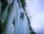 The columns of ice along the canyon rim (right of the Main Falls) form into fat and challenging climbs late in the season