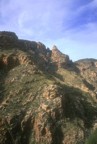 The ridge above Tucson showing (starting from the right) Finger Rock Guard, Finger Rock, Prominent Point, and the Thunderbird Wall