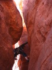 Stemming up the complex assortment of towers on P4; crux is at the top of the pitch