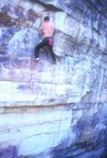 After clipping the fixed pins, Chris rests before the crux of the route