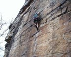 Series 6: Just past the crux; placing the gold Camalot