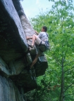 Barely pulling the layback crux at the Nears