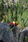 Standing on the sub-spire just after the crux