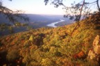 Looking north from the top of the cliff over the fall foliage with the Tennessee River in the background