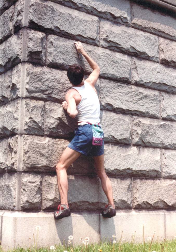 Bouldering on Warner's Monument at the cemetery