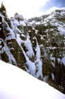 Bridalveil Falls as seen from the side on the descent trail