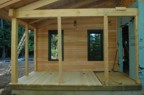 Back porch floor, made from 2x4 T&G white cedar harvested in Pompey