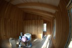 Another view of the completed paneling in the bedroom