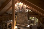 Chimney from the mezzanine with the fan airspace and wood stove flue