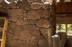 Closeup of the rocks in the chimney at the mezzanine level