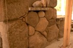 Closeup of the stonework around the cubby in the kitchen