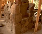 Stonework around the cubby in the kitchen