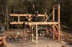 The timber frame, about 1/3 completed