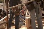 Jim prepares the straps for lifting a member