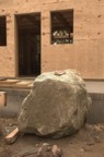 One of the boulders that will act as a support for a porch post