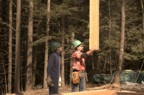 Steve uses superhuman strength to casually move a 300 pound post; Kevin looks on in awe