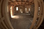 The stone floor as seen from the bathroom door