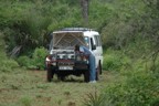 During a break in the drive, Gitau repairs the engine