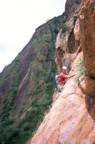 We soloed the ridge up to the base of the final spire, about 5.5 or so