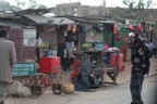 Crowded shops alongside the road