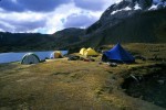 Camp above the lake, drying out tents