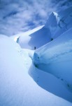 Simeon and Eric crossing a snow bridge above 6000m