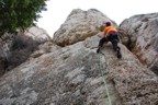 Climbing a flake on a freezing cold day