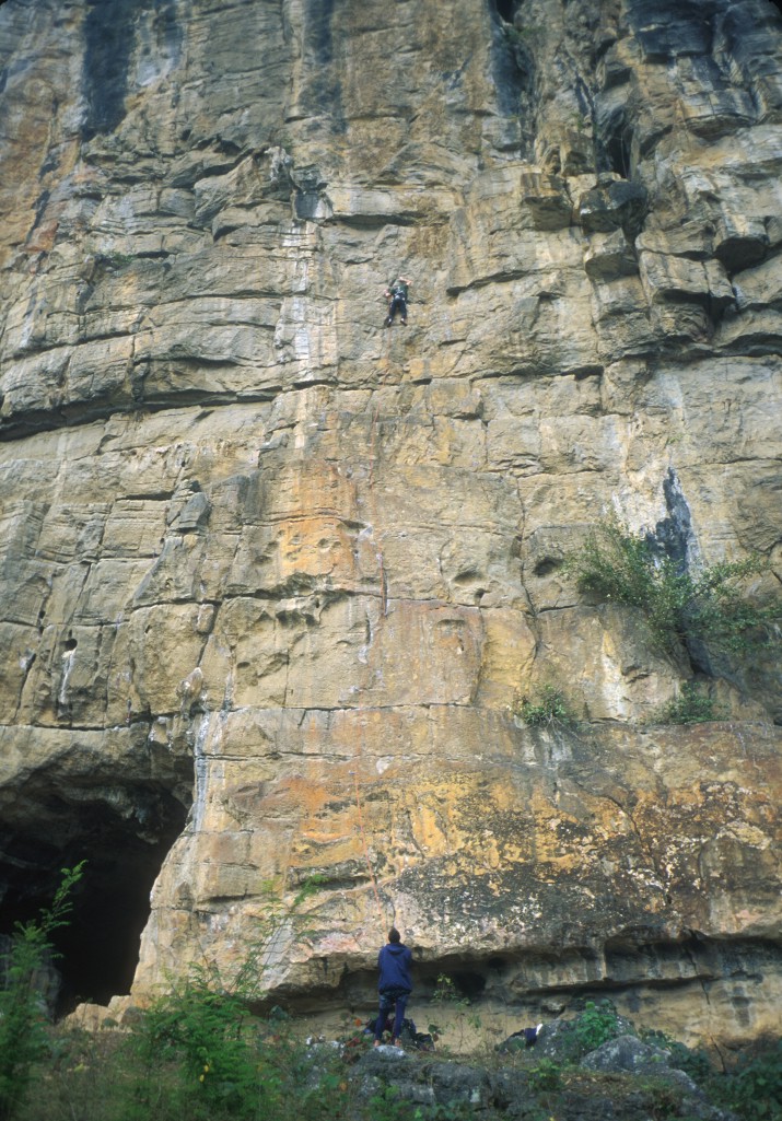Jim high on Crag X