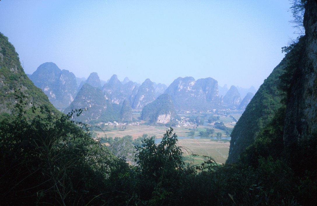 View of Yangshuo and surrounding countryside from Moon Hill