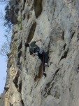 Jim climbing a hard Skinner route