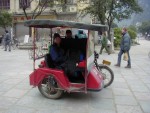 Returning from a day at the crag using local transportation